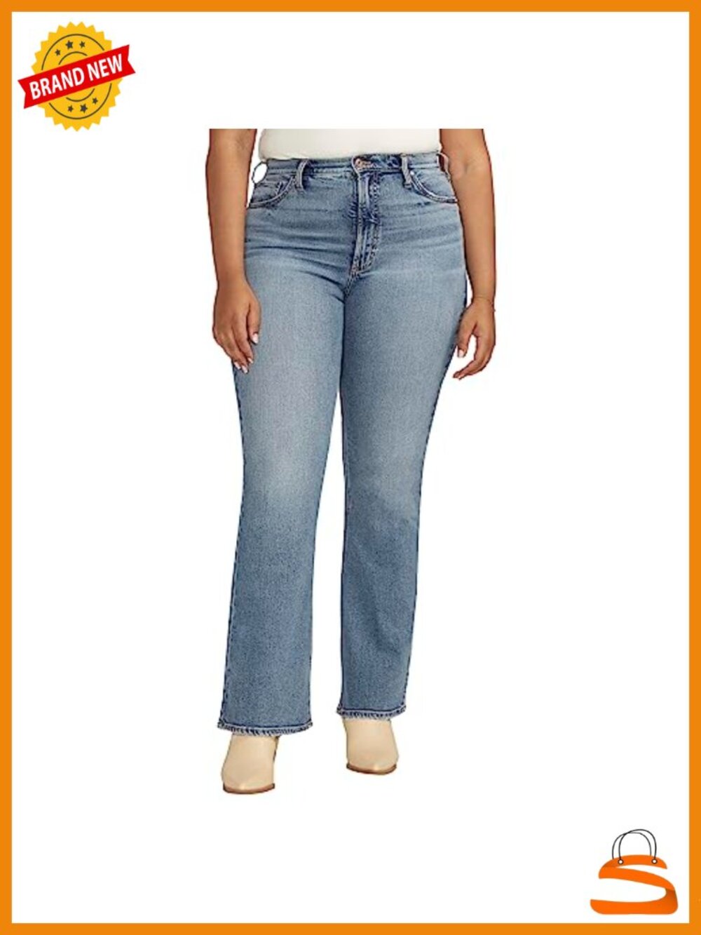Mid Stretch High Rise Bootcut Jeans Plus Size